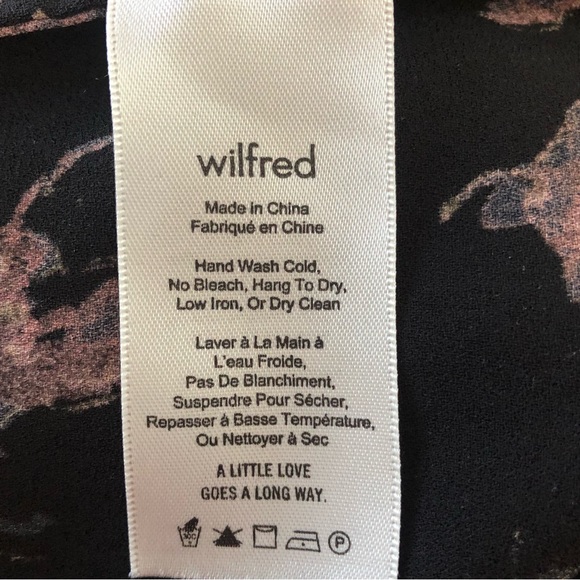 ARITZIA WILFRED Morel Butterfly Off-The-Shoulder Shirt Black w/ Pink Size Small - Picture 10 of 11